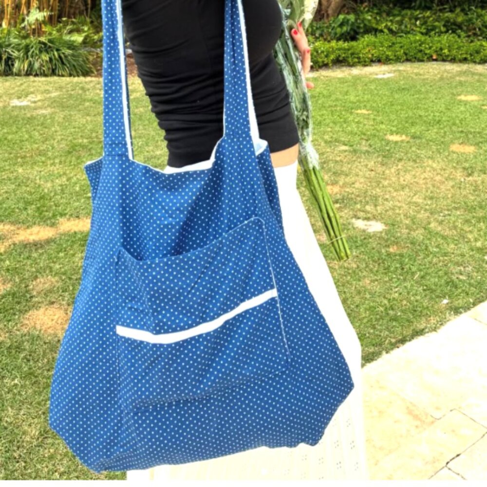 Preppy Vintage Cotton Tote Bag